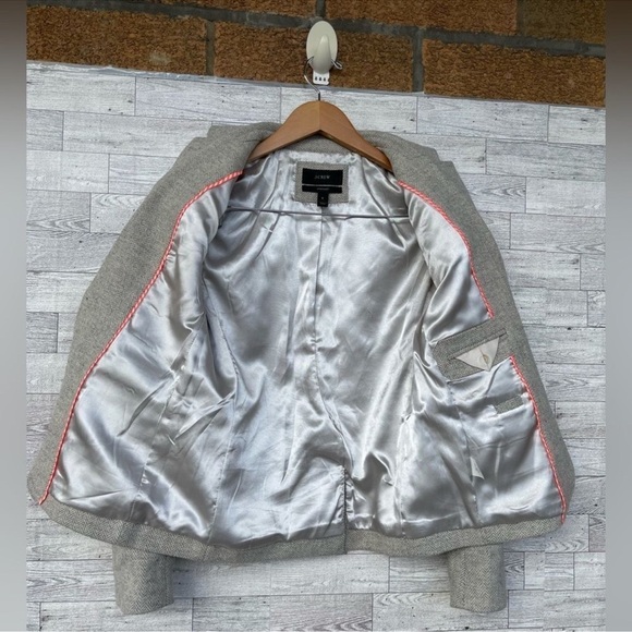 J. Crew School Boy Womens Notch Lapel Wool Herringbone Gray Blazer size O - Picture 12 of 15